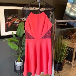 Betsey Johnson Coral and Black Lace Dress